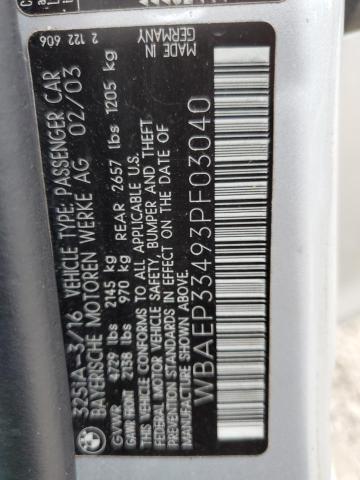 WBAEP33493PF03040 - 2003 BMW 325 XIT SILVER photo 10