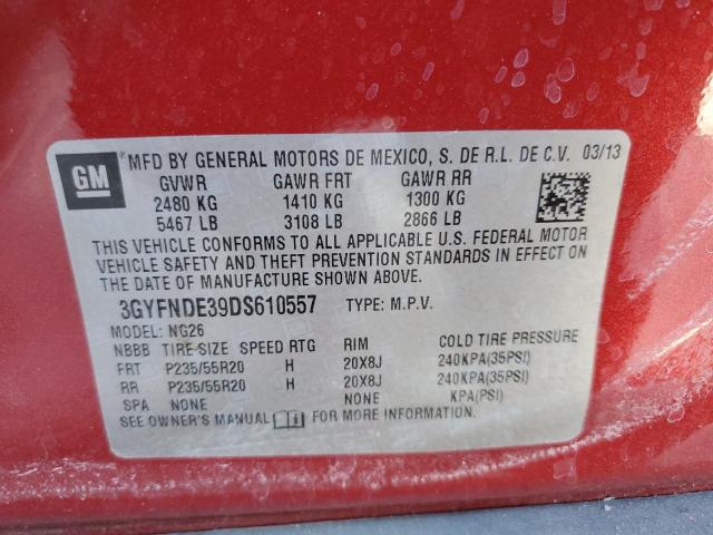 3GYFNDE39DS610557 - 2013 CADILLAC SRX PERFOR 红色 照片 10