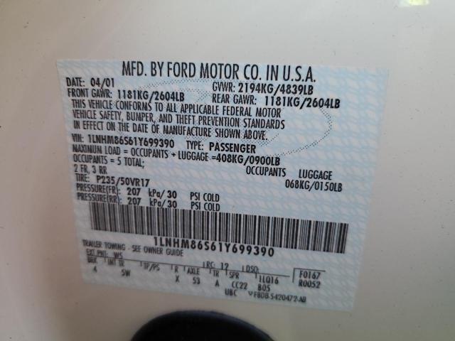 1LNHM86S61Y699390 - 2001 LINCOLN LS 白色 照片 10