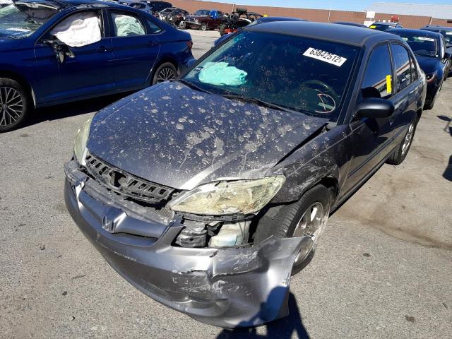 1HGES16305L026595 - 2005 HONDA CIVIC DX V GRAY photo 2