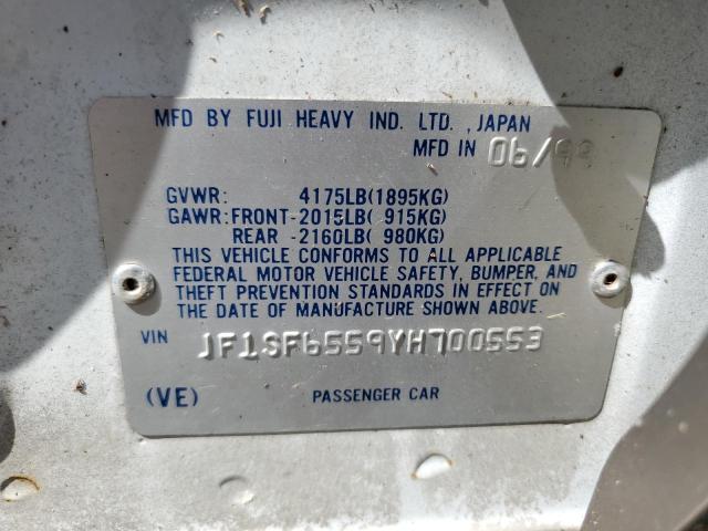 JF1SF6559YH700553 - 2000 SUBARU FORESTER S WHITE photo 10