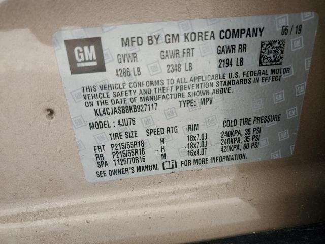 KL4CJASB8KB927117 - 2019 BUICK ENCORE PRE TAN photo 10