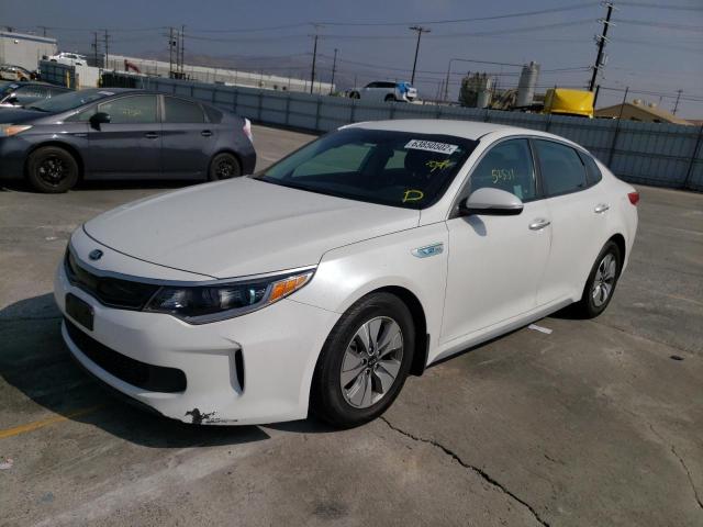 KNAGT4LE6H5011293 - 2017 KIA OPTIMA HYB WHITE photo 2