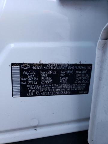 5NMS54AL8NH386846 - 2022 HYUNDAI SANTA FE C WHITE photo 10