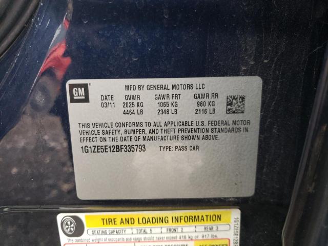 1G1ZE5E12BF335793 - 2011 CHEVROLET MALIBU LTZ ლურჯი ფოტო 10