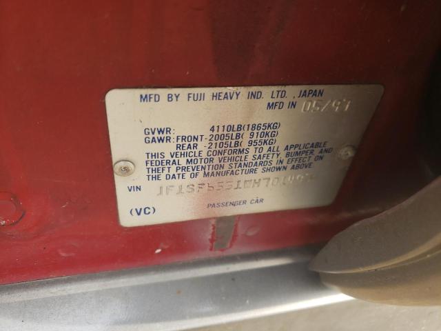 JF1SF6551WH701497 - 1998 SUBARU FORESTER S RED photo 10