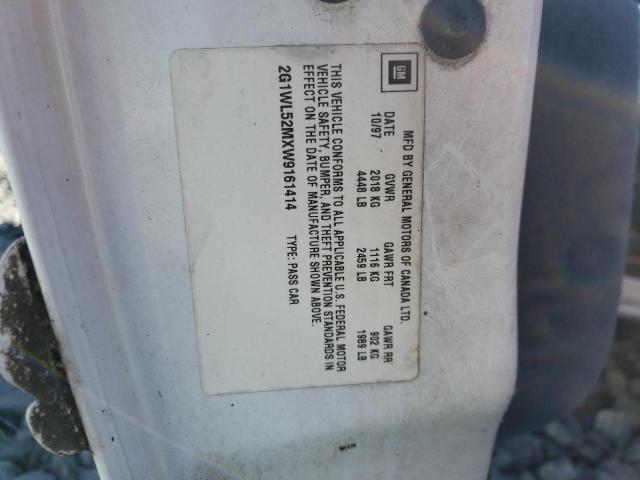 2G1WL52MXW9161414 - 1998 CHEVROLET LUMINA BAS 白色 照片 10