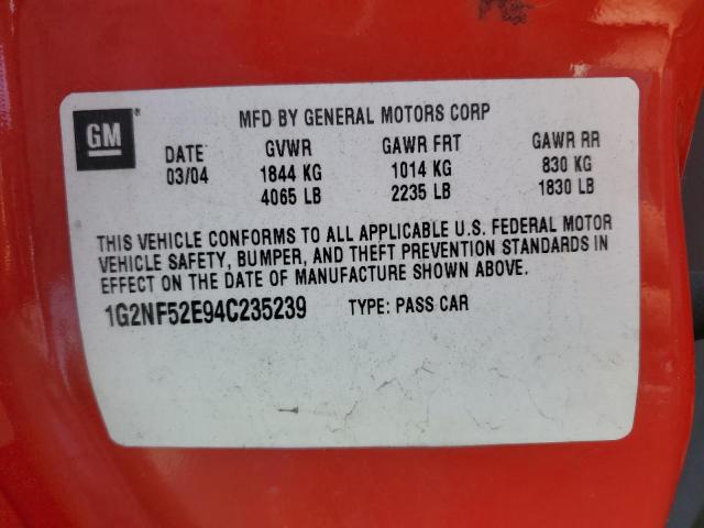 1G2NF52E94C235239 - 2004 PONTIAC GRAND AM S RED photo 10