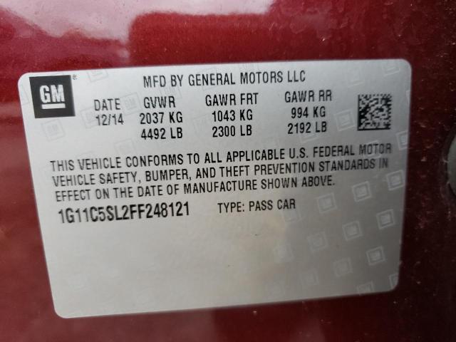 1G11C5SL2FF248121 - 2015 CHEVROLET MALIBU 1LT 勃艮第红 照片 10