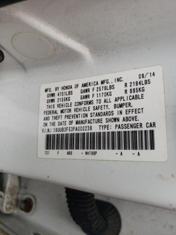 19UUB3F53FA000238 - 2015 ACURA TLX TECH WHITE photo 10