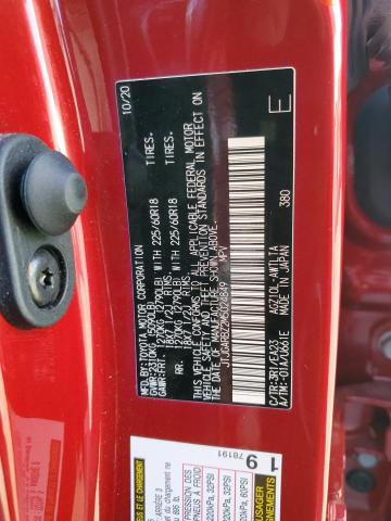 JTJGARBZ2M5024849 - 2021 LEXUS NX 300 BAS RED photo 10