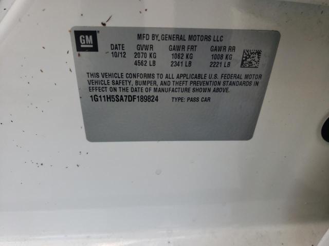 1G11H5SA7DF189824 - 2013 CHEVROLET MALIBU LTZ თეთრი ფოტო 10