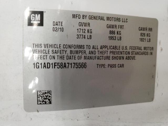 1G1AD1F58A7175566 - 2010 CHEVROLET COBALT 1LT WHITE photo 10