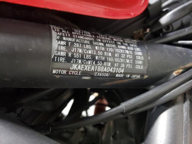 JKAEXEA188A043104 - 2008 KAWASAKI EX650 A Qırmızı foto 13