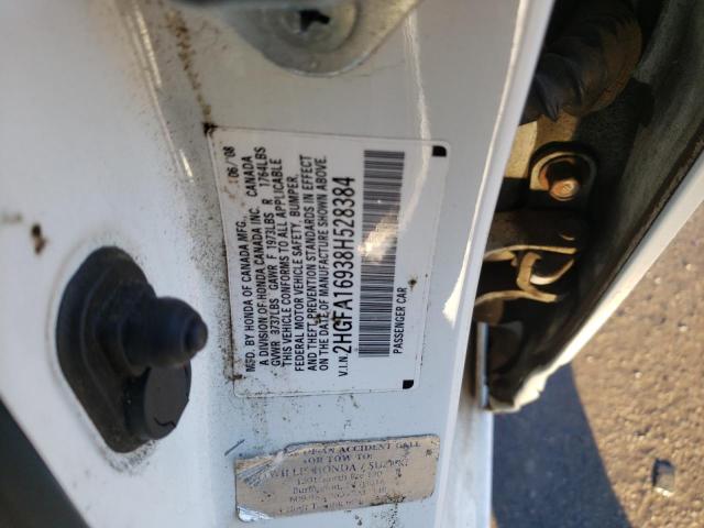 2HGFA16938H528384 - 2008 HONDA CIVIC EXL Ağ foto 10