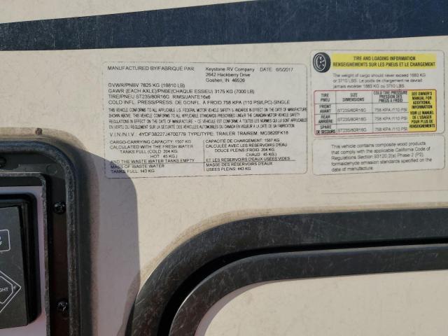 4YDF38227J4700779 - 2018 KEYSTONE MONTANA BEIGE photo 10