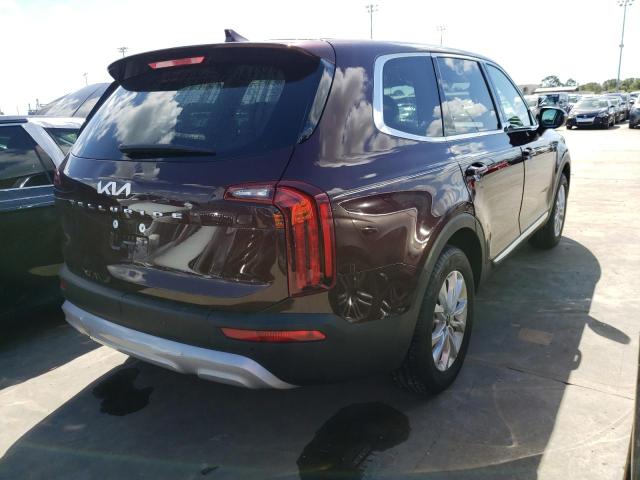 5XYP24HC7NG288650 - 2022 KIA TELLURIDE MAROON photo 4