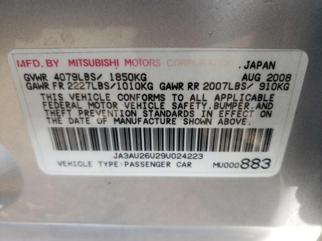 JA3AU26U29U024223 - 2009 MITSUBISHI LANCER ES/ SILVER photo 10