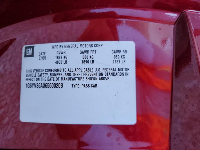 1G6YV36A365600208 - 2006 CADILLAC XLR RED photo 10