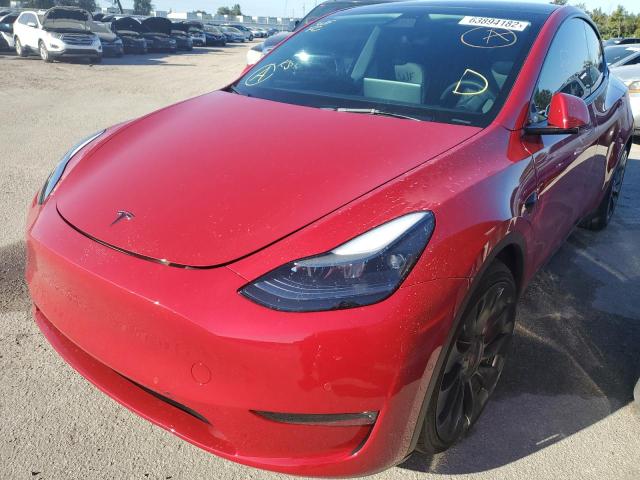 7SAYGDEF3NF448800 - 2022 TESLA MODEL Y Rouge photo 2