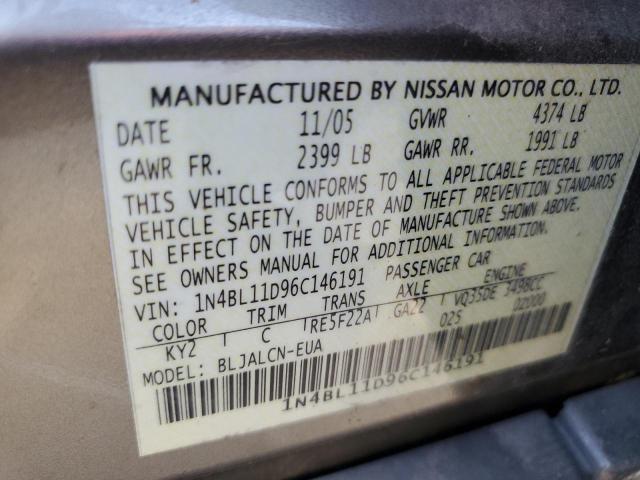 1N4BL11D96C146191 - 2006 NISSAN ALTIMA SE TAN photo 10