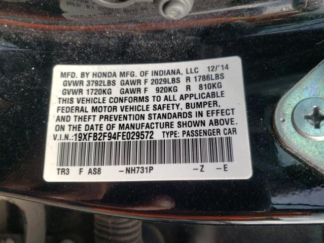 19XFB2F94FE029572 - 2015 HONDA CIVIC EXL Qara foto 10