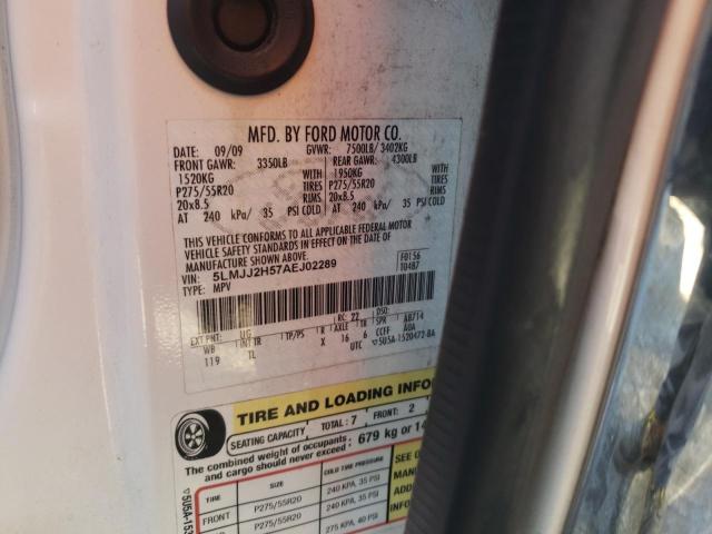 5LMJJ2H57AEJ02289 - 2010 LINCOLN NAVIGATOR 白色 照片 10