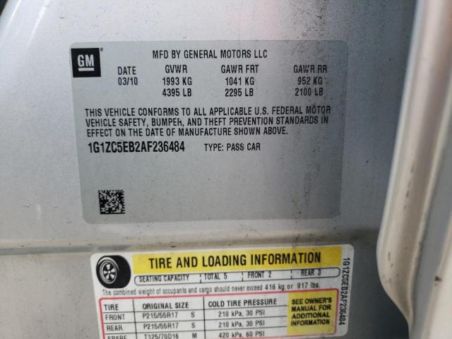 1G1ZC5EB2AF236484 - 2010 CHEVROLET MALIBU 1LT 银色 照片 10