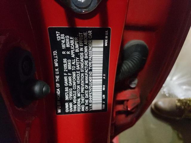 SHHFK7H70JU408143 - 2018 HONDA CIVIC EXL 红色 照片 10