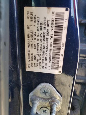 1HGCM56326A110505 - 2006 HONDA ACCORD SE BLUE photo 10