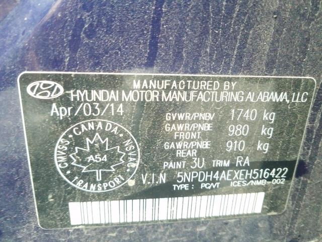 5NPDH4AEXEH516422 - 2014 HYUNDAI ACCENT BLUE photo 9