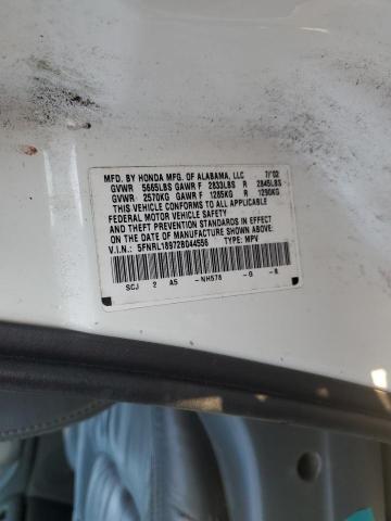 5FNRL18972B044556 - 2002 HONDA ODYSSEY VA WHITE photo 10