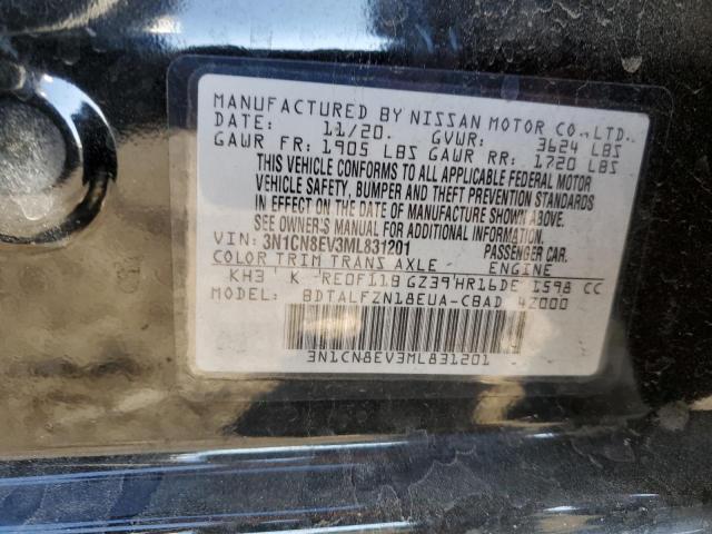 3N1CN8EV3ML831201 - 2021 NISSAN VERSA SV BLACK photo 10