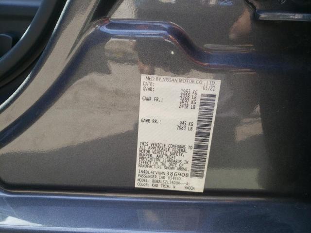 1N4BL4CVXMN386908 - 2021 NISSAN ALTIMA SR GRAY photo 10