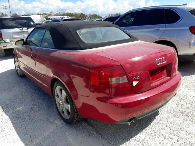 WAUDT48H25K008166 - 2005 AUDI A4 QUATTRO RED photo 3