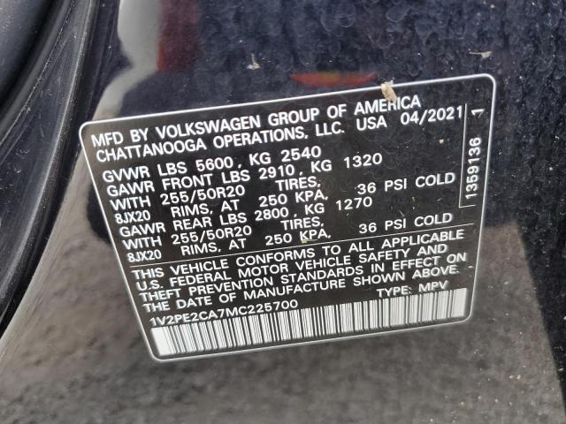 1V2PE2CA7MC225700 - 2021 VOLKSWAGEN ATLAS CROS Черный фото 10