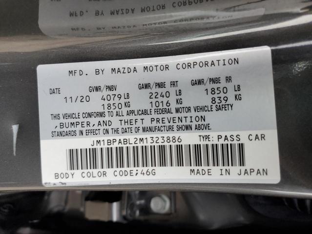 JM1BPABL2M1323886 - 2021 MAZDA 3 SELECT GRAY photo 10