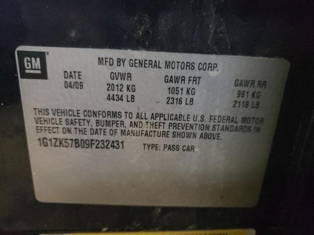1G1ZK57B09F232431 - 2009 CHEVROLET MALIBU LTZ შავი ფოტო 10