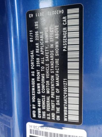 WVWBW7AH7CV001271 - 2012 VOLKSWAGEN EOS KOMFOR 蓝色 照片 10