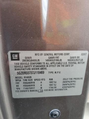 5GZER33737J118469 - 2007 SATURN OUTLOOK SP ყავისფერი ფოტო 10