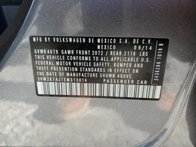 3VW2K7AJ1EM313014 - 2014 VOLKSWAGEN JETTA BASE 灰色 照片 10