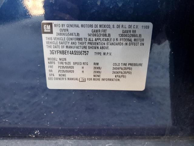 3GYFNBEY4AS556757 - 2010 CADILLAC SRX PERFOR 蓝色 照片 10