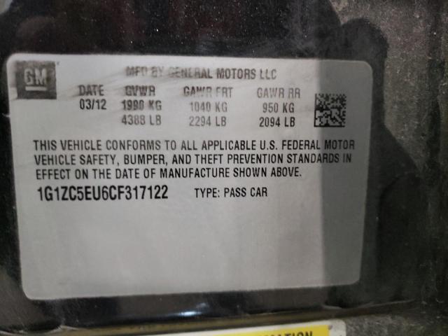 1G1ZC5EU6CF317122 - 2012 CHEVROLET MALIBU 1LT 黑色 照片 10