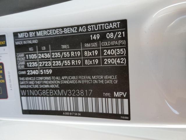 W1N0G8EBXMV323817 - 2021 MERCEDES-BENZ GLC 300 4M WHITE photo 10