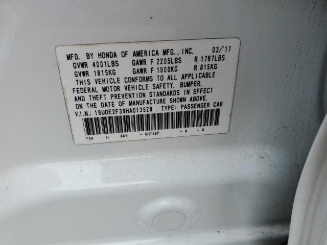 19UDE2F39HA013529 - 2017 ACURA ILX BASE W WHITE photo 10