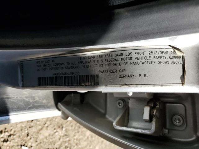 WAUDD68D6YA104558 - 2000 AUDI S4 2.7 QUA SILVER photo 10