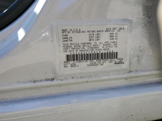 4A32B2FF6BE011968 - 2011 MITSUBISHI GALANT FE WHITE photo 10