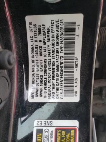 19XFA1F6XAE078173 - 2010 HONDA CIVIC LX-S Қара фото 10