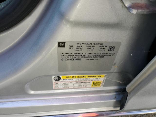 1G1ZC5E00CF392895 - 2012 CHEVROLET MALIBU 1LT 银色 照片 10