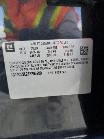 1G11C5SL2FF306289 - 2015 CHEVROLET MALIBU 1LT 黑色 照片 10